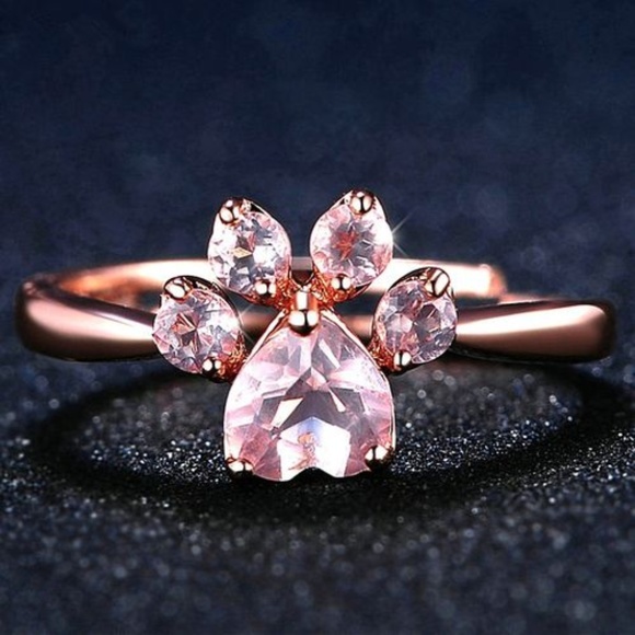 LiveChicStyle Jewelry - Gorgeous Rose Gold CZ Paw Print Ring